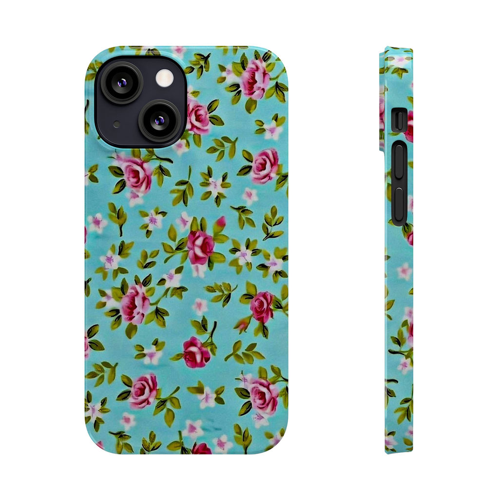 Vintage Pink Roses on Aqua Case