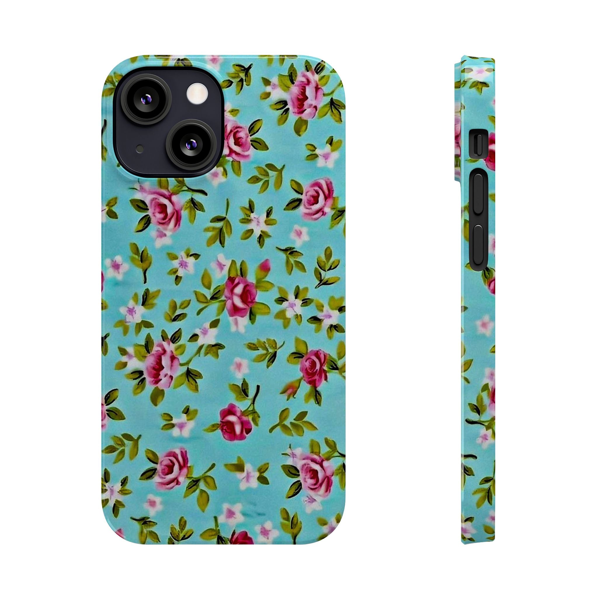 Vintage Pink Roses on Aqua Case