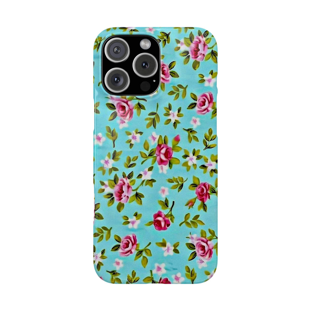 Vintage Pink Roses on Aqua Case