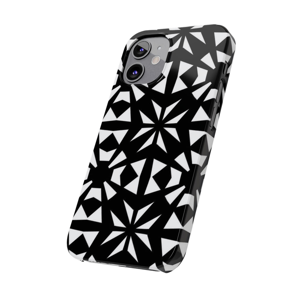 Black & White Geometric Case — Kaleidoscope Star Pattern