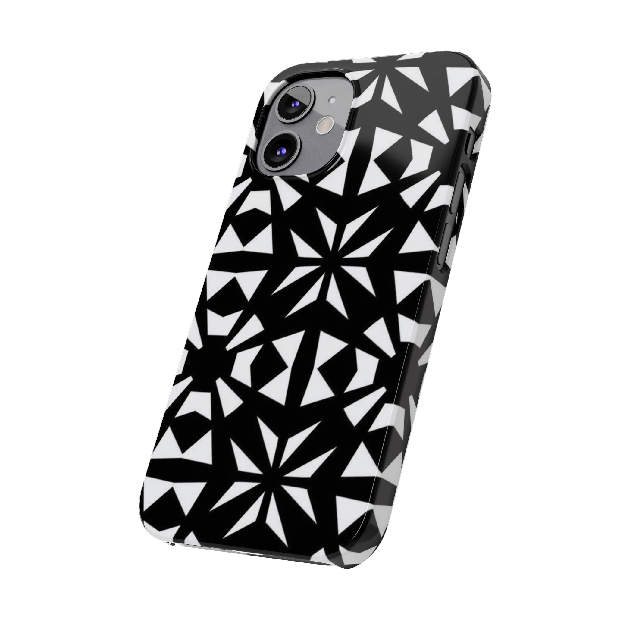 Black & White Geometric Case — Kaleidoscope Star Pattern