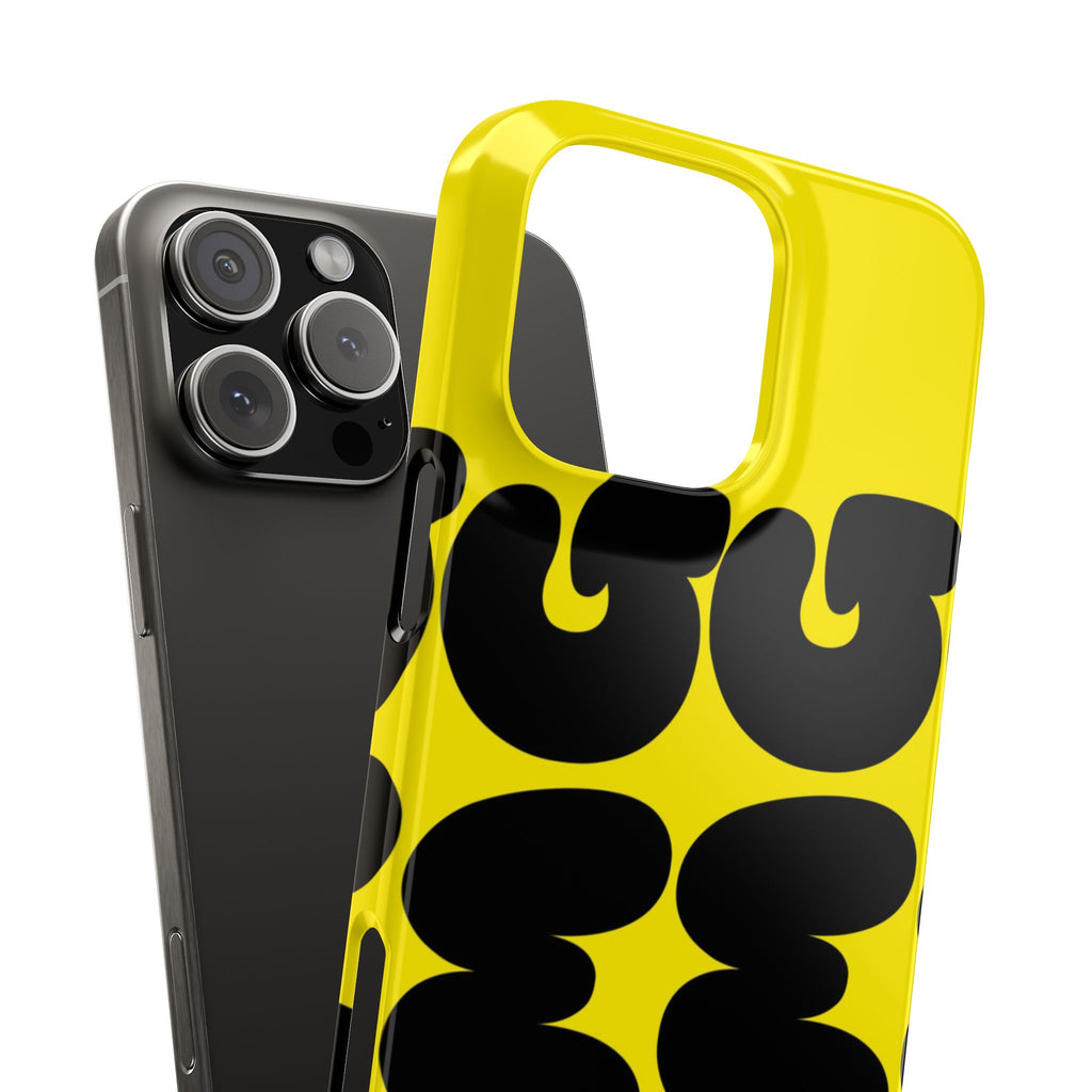 Yellow Retro Bubble Pattern Slim Phone Case