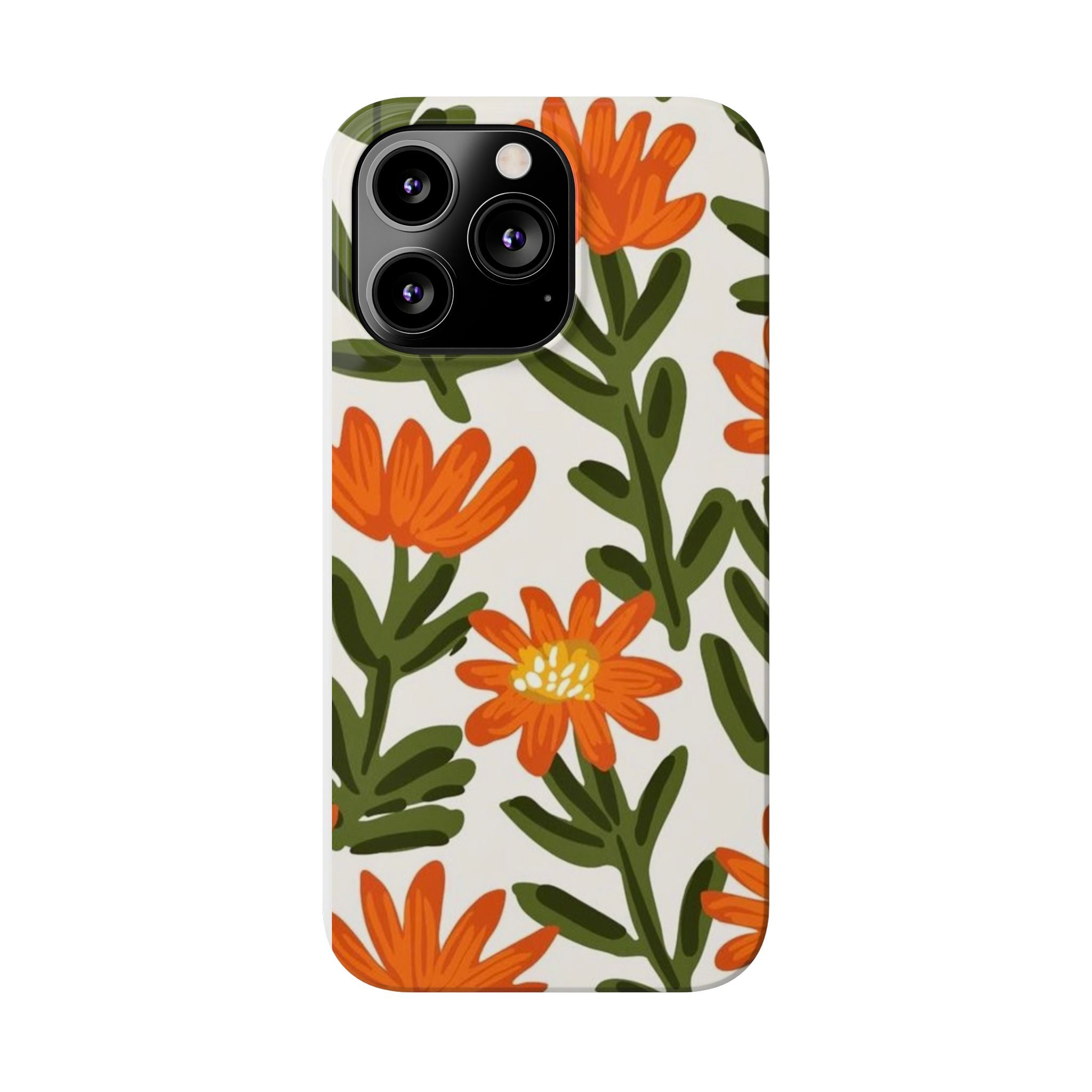 Orange Floral Botanical Pattern Case