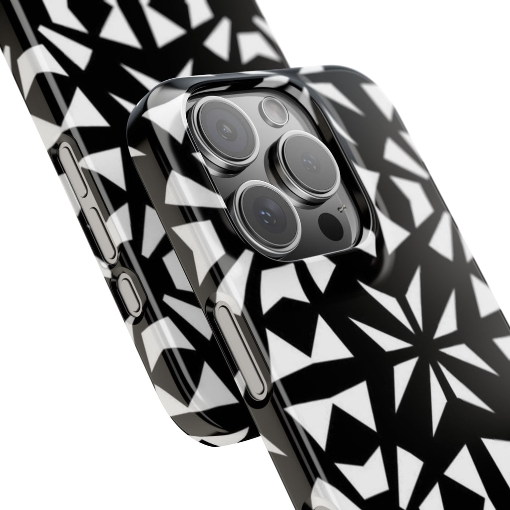 Black & White Geometric Case — Kaleidoscope Star Pattern
