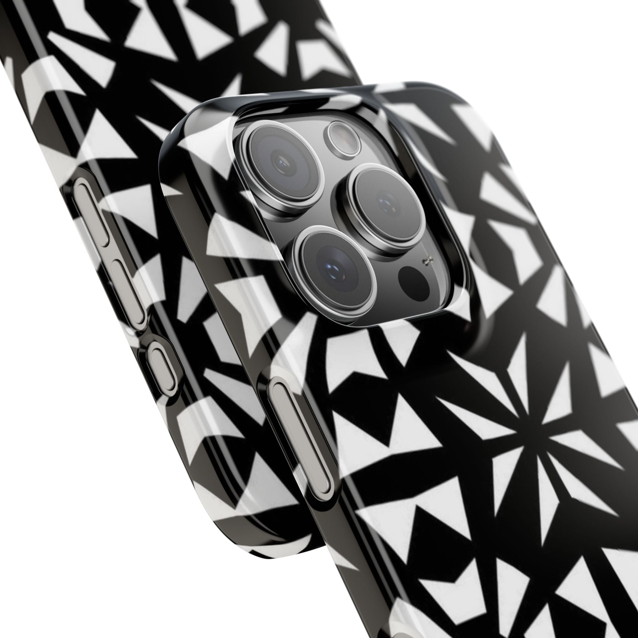 Black & White Geometric Case — Kaleidoscope Star Pattern