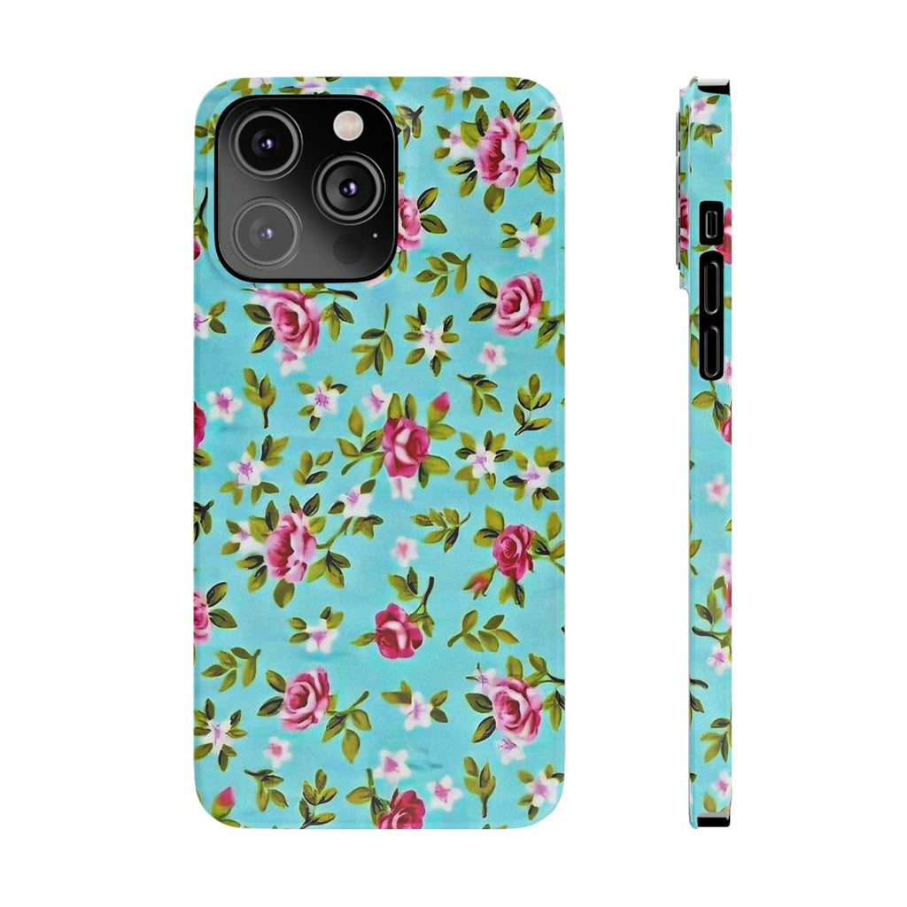 Vintage Pink Roses on Aqua Case
