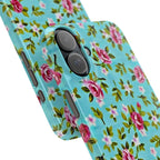 Vintage Pink Roses on Aqua Case
