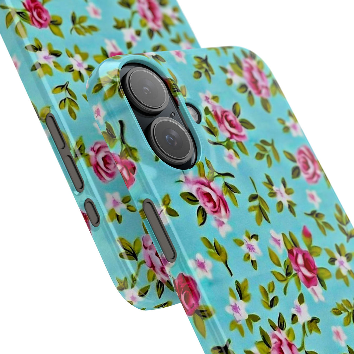 Vintage Pink Roses on Aqua Case