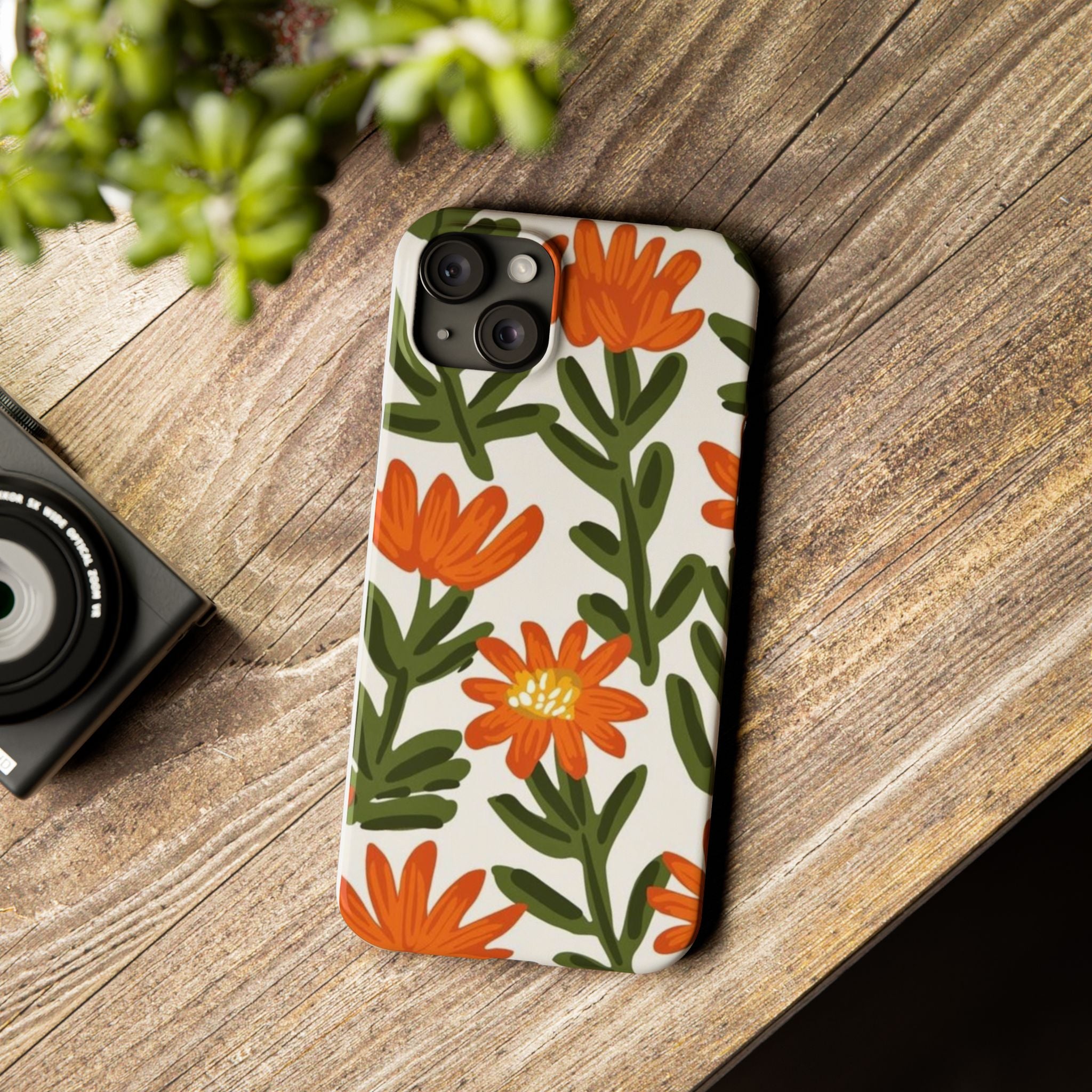 Orange Floral Botanical Pattern Case
