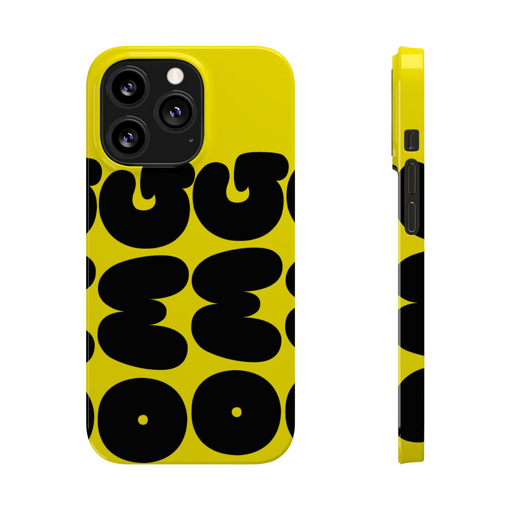 Yellow Retro Bubble Pattern Slim Phone Case