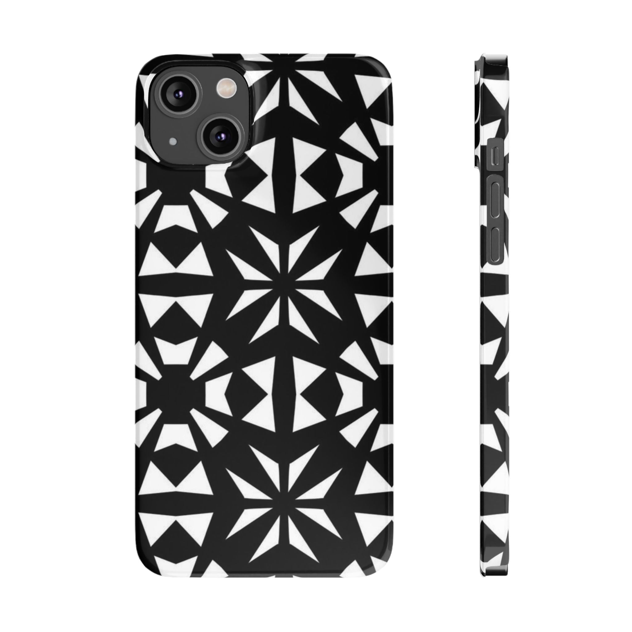 Black & White Geometric Case — Kaleidoscope Star Pattern
