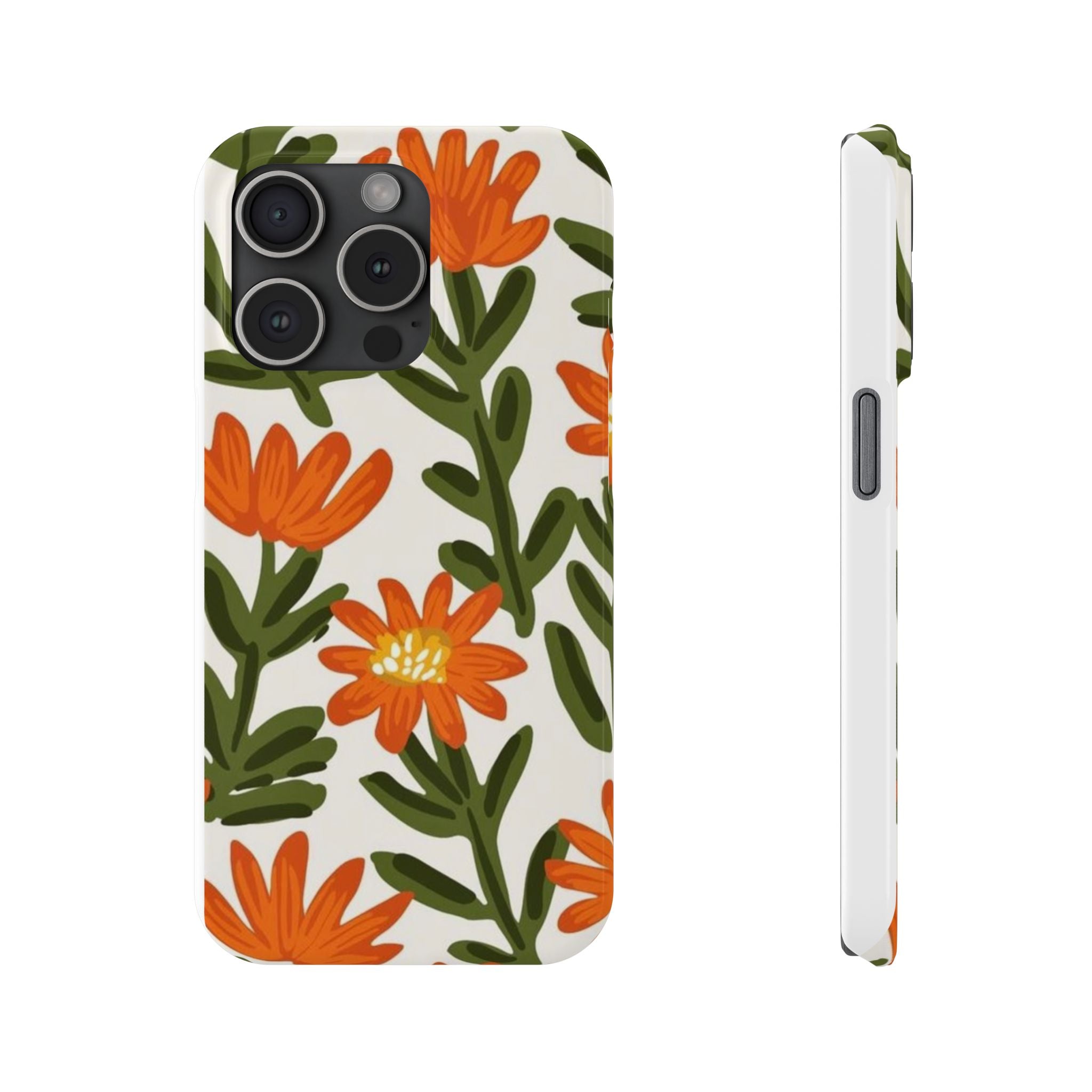 Orange Floral Botanical Pattern Case