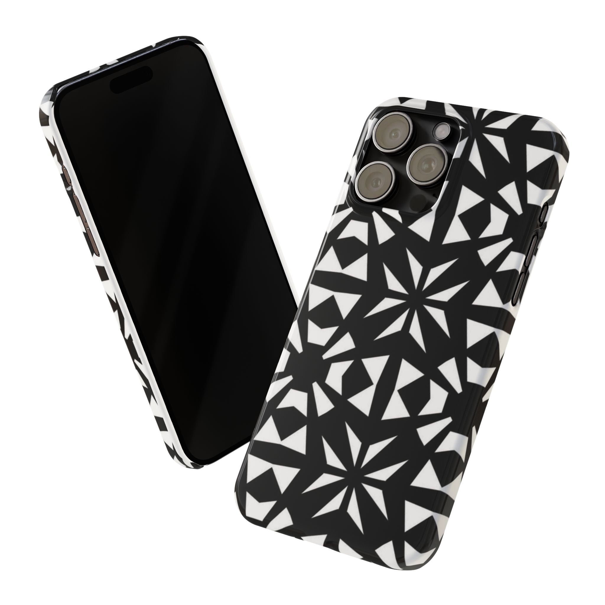 Black & White Geometric Case — Kaleidoscope Star Pattern