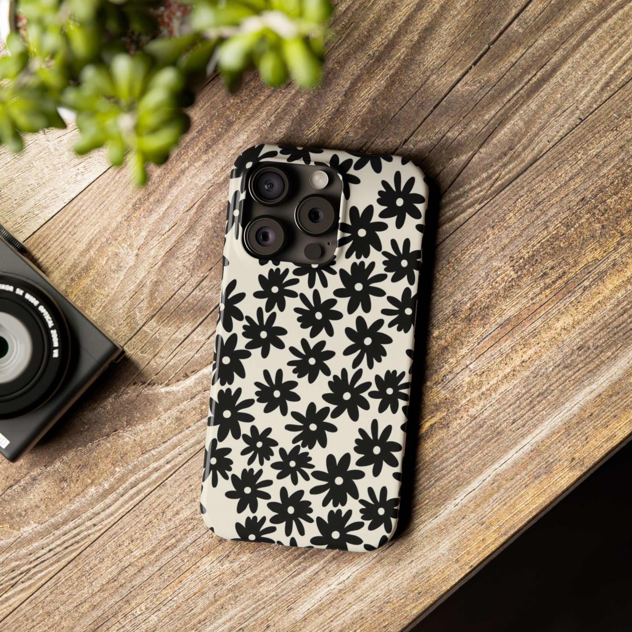 Black Daisy Phone Case