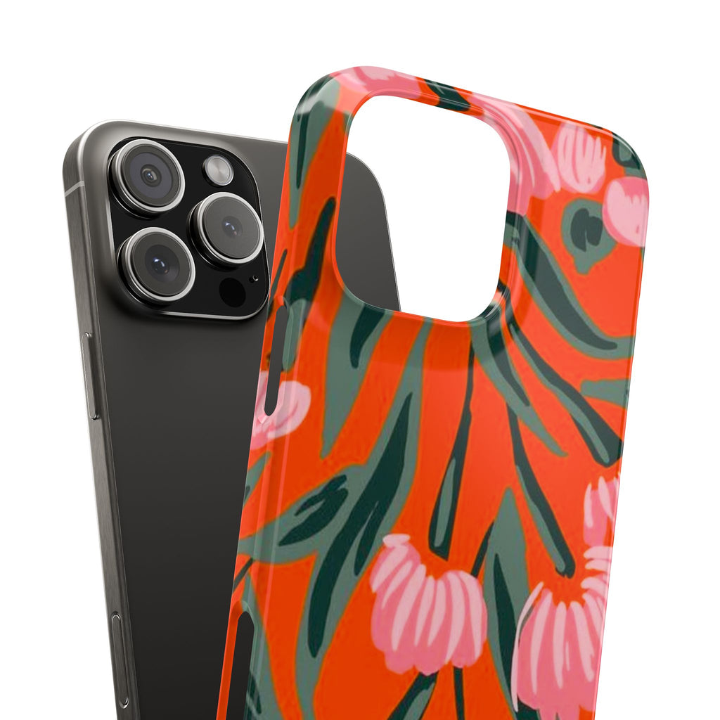 Pink Petal on Orange Background