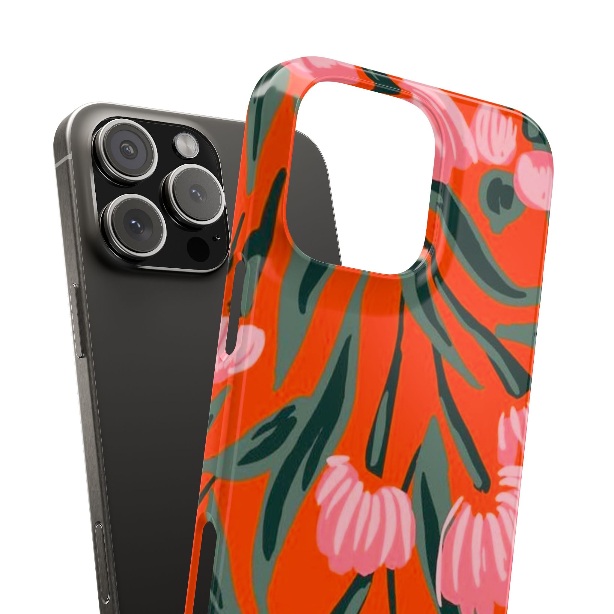 Pink Petal on Orange Background