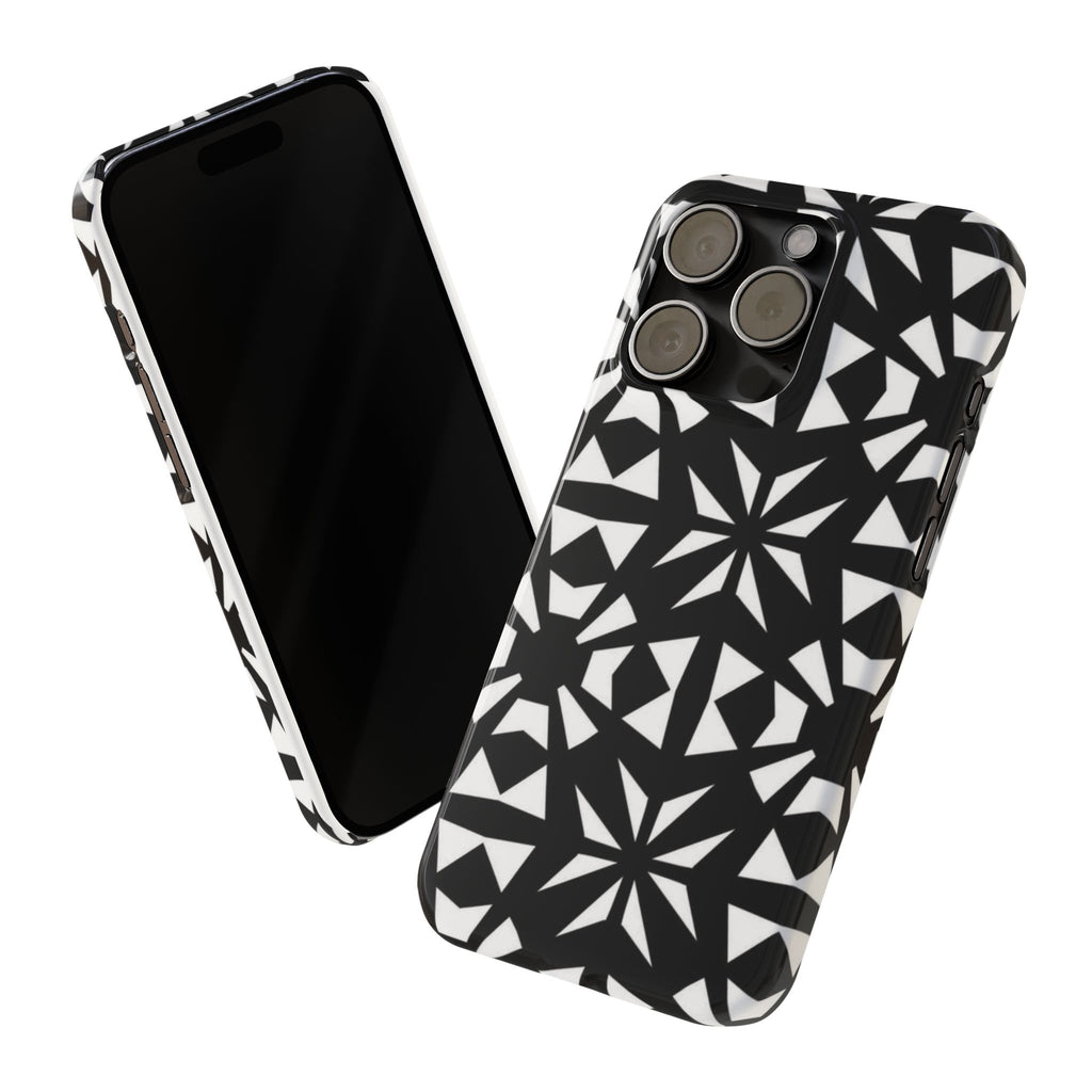 Black & White Geometric Case — Kaleidoscope Star Pattern