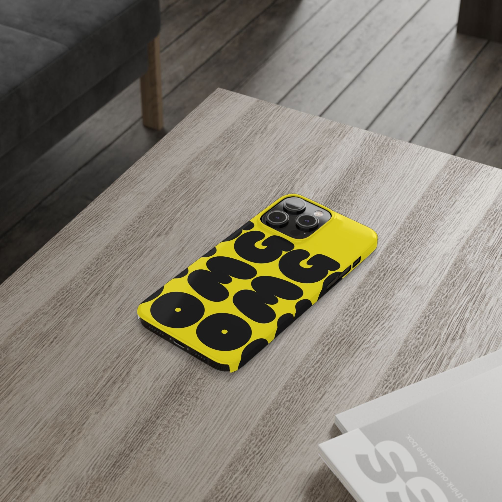 Yellow Retro Bubble Pattern Slim Phone Case