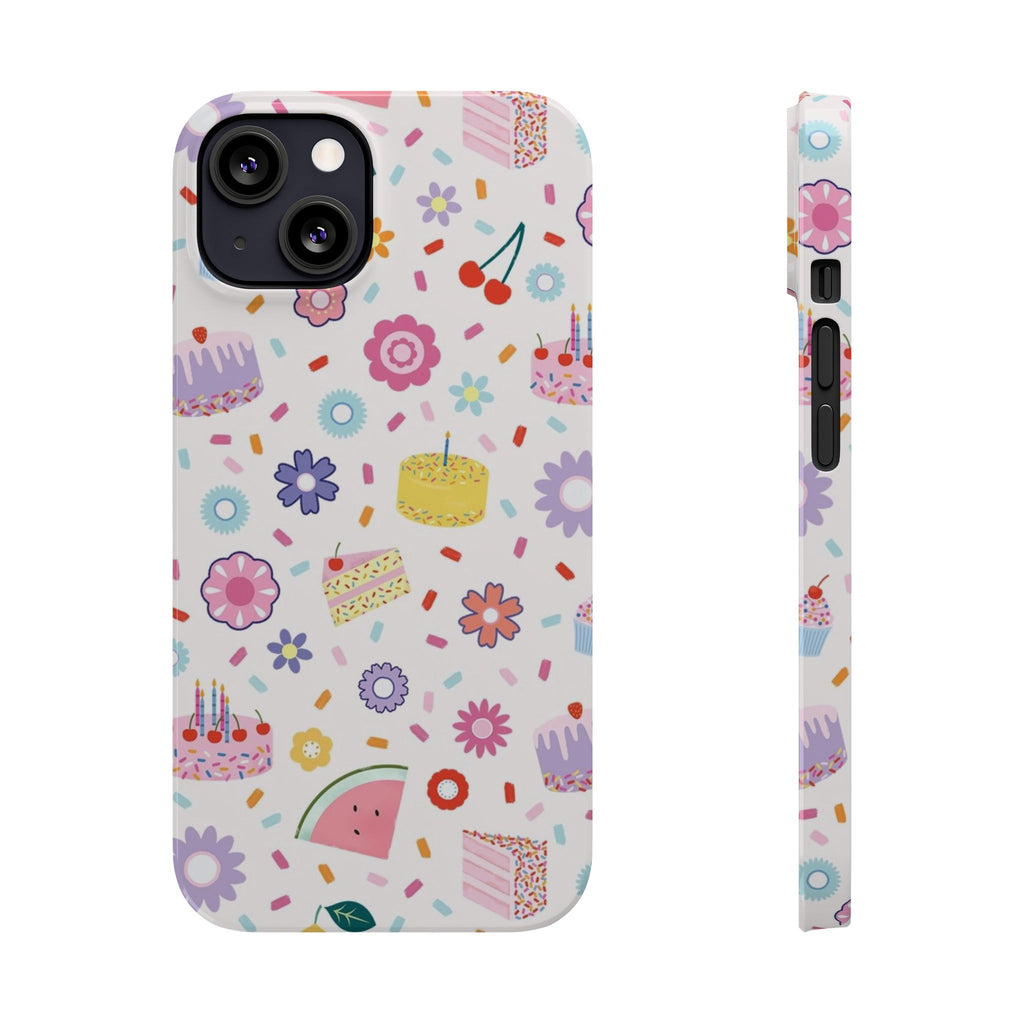Cute Pastel Birthday Cake & Flowers Pattern