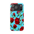 Red Rose Floral on Turquoise Case