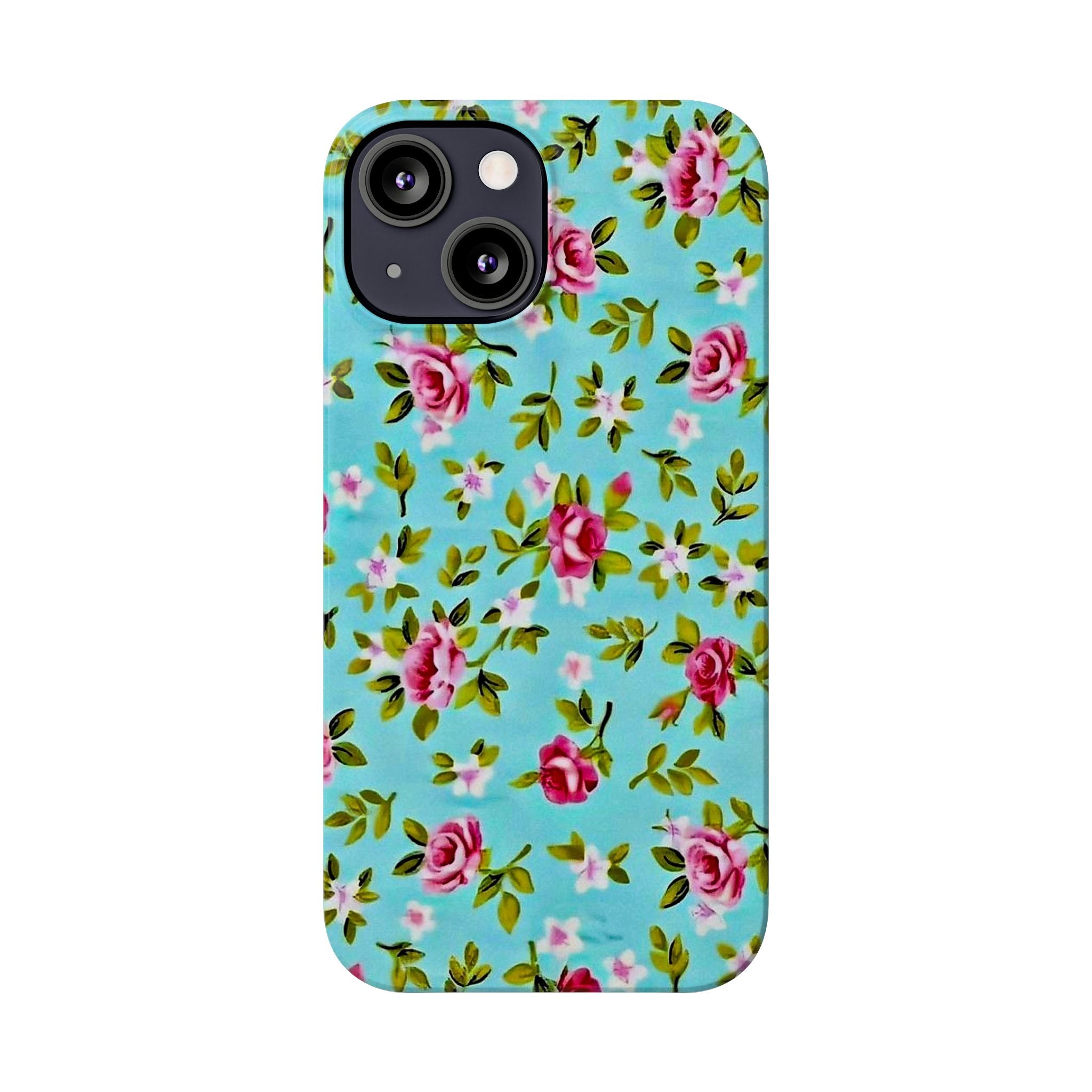 Vintage Pink Roses on Aqua Case