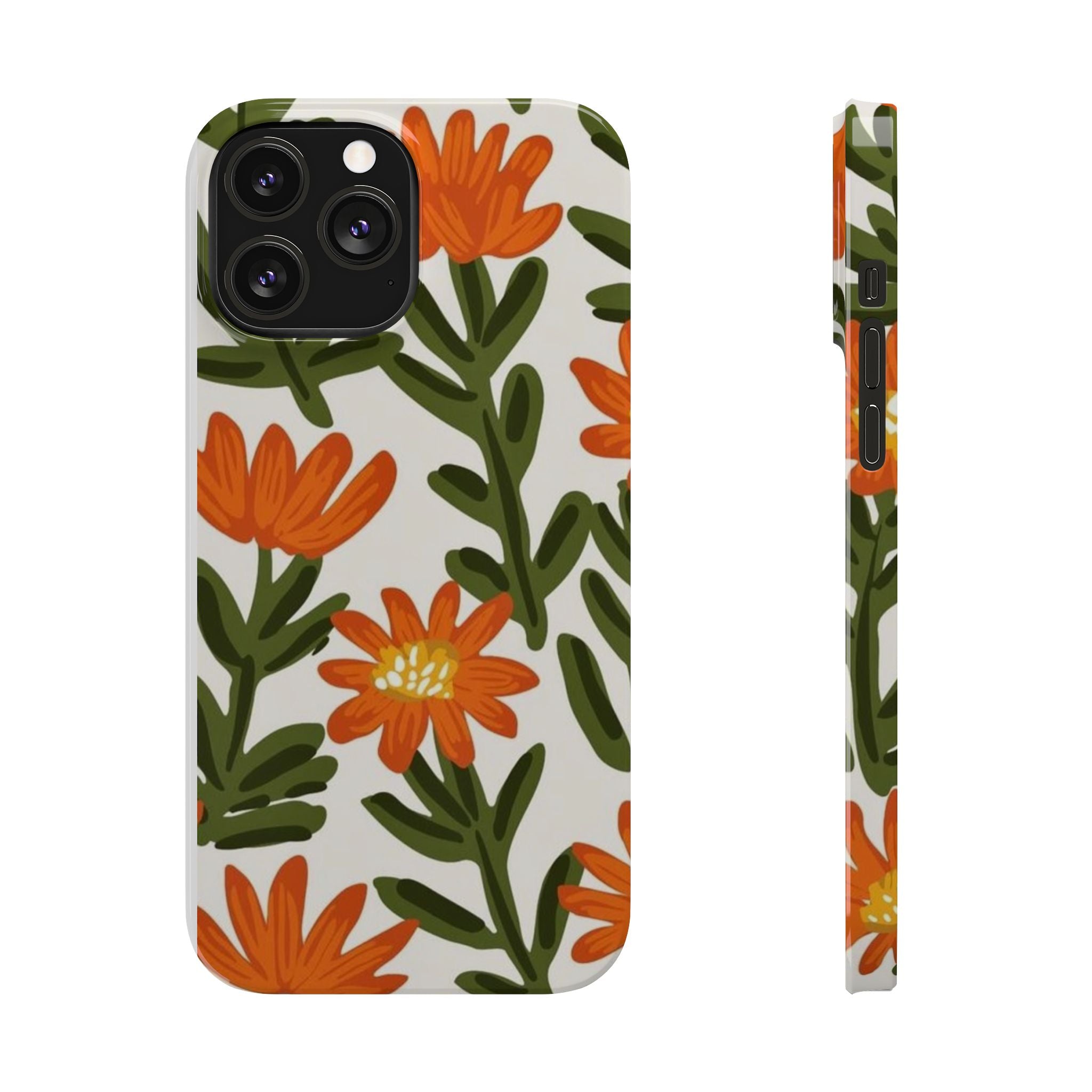 Orange Floral Botanical Pattern Case