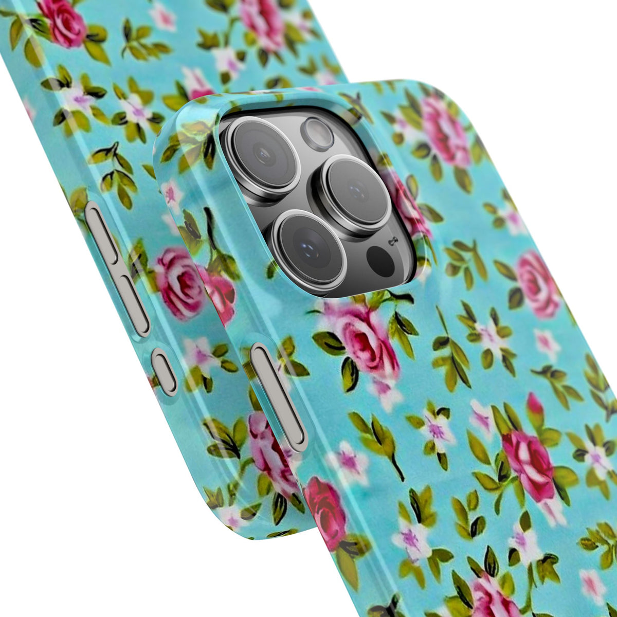 Vintage Pink Roses on Aqua Case