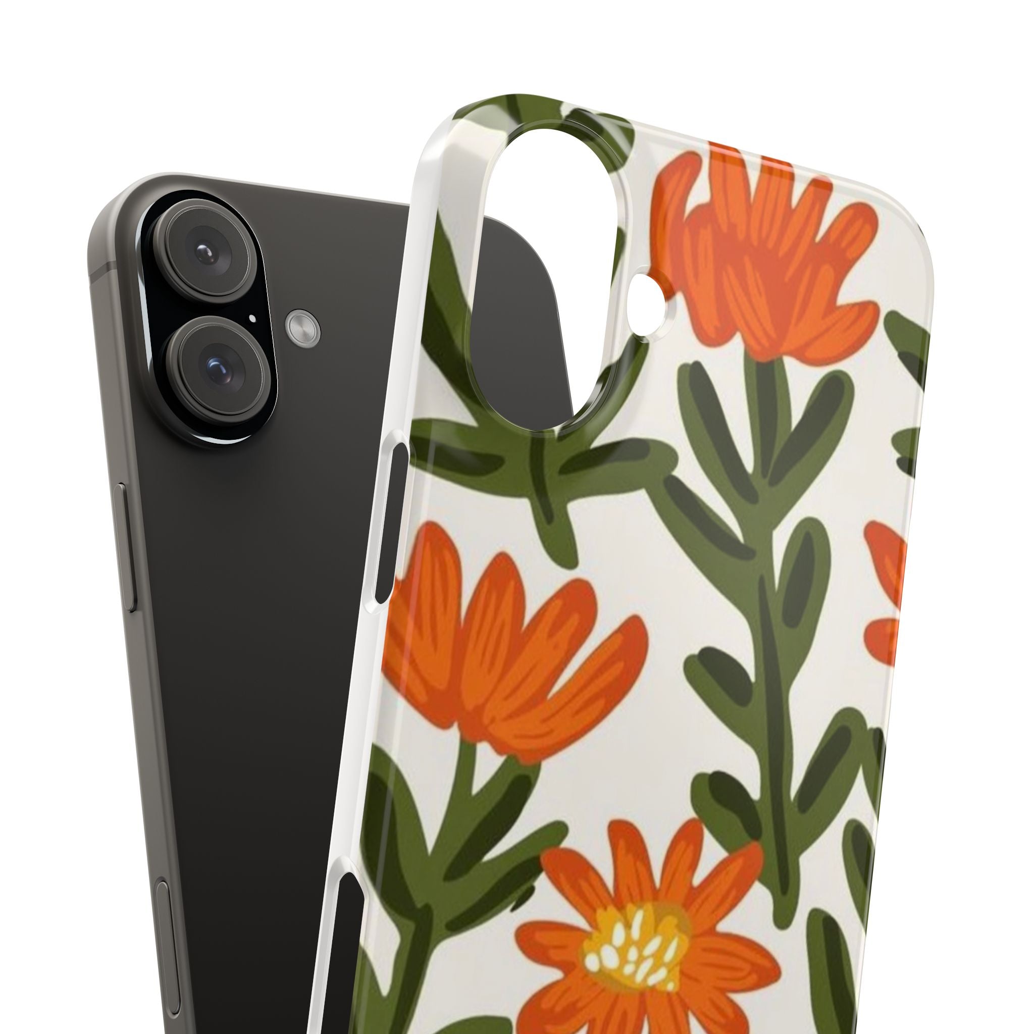 Orange Floral Botanical Pattern Case
