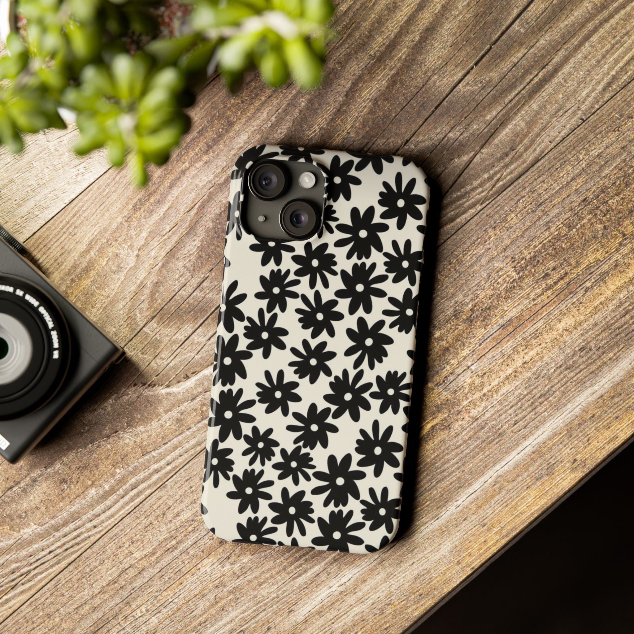 Black Daisy Phone Case