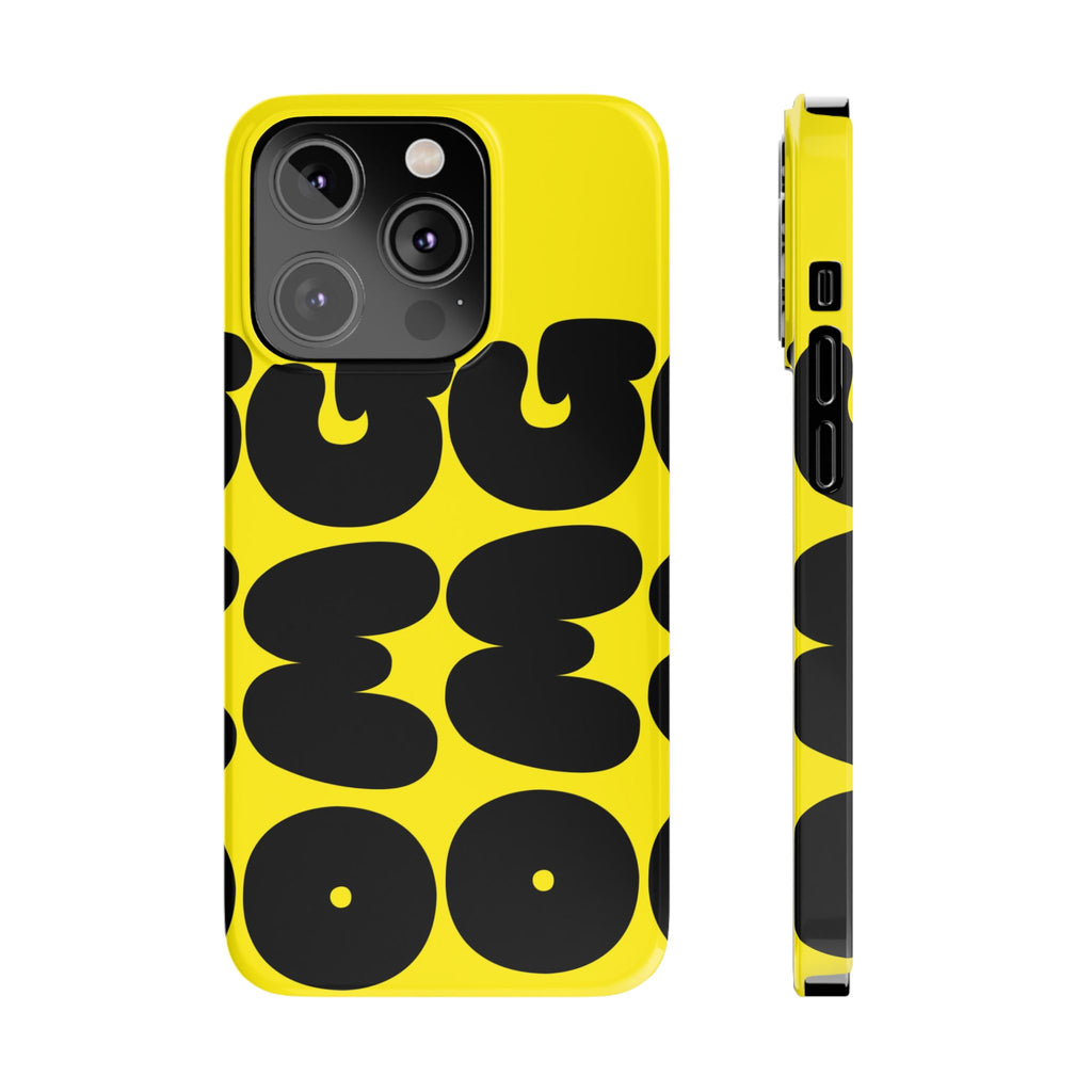 Yellow Retro Bubble Pattern Slim Phone Case