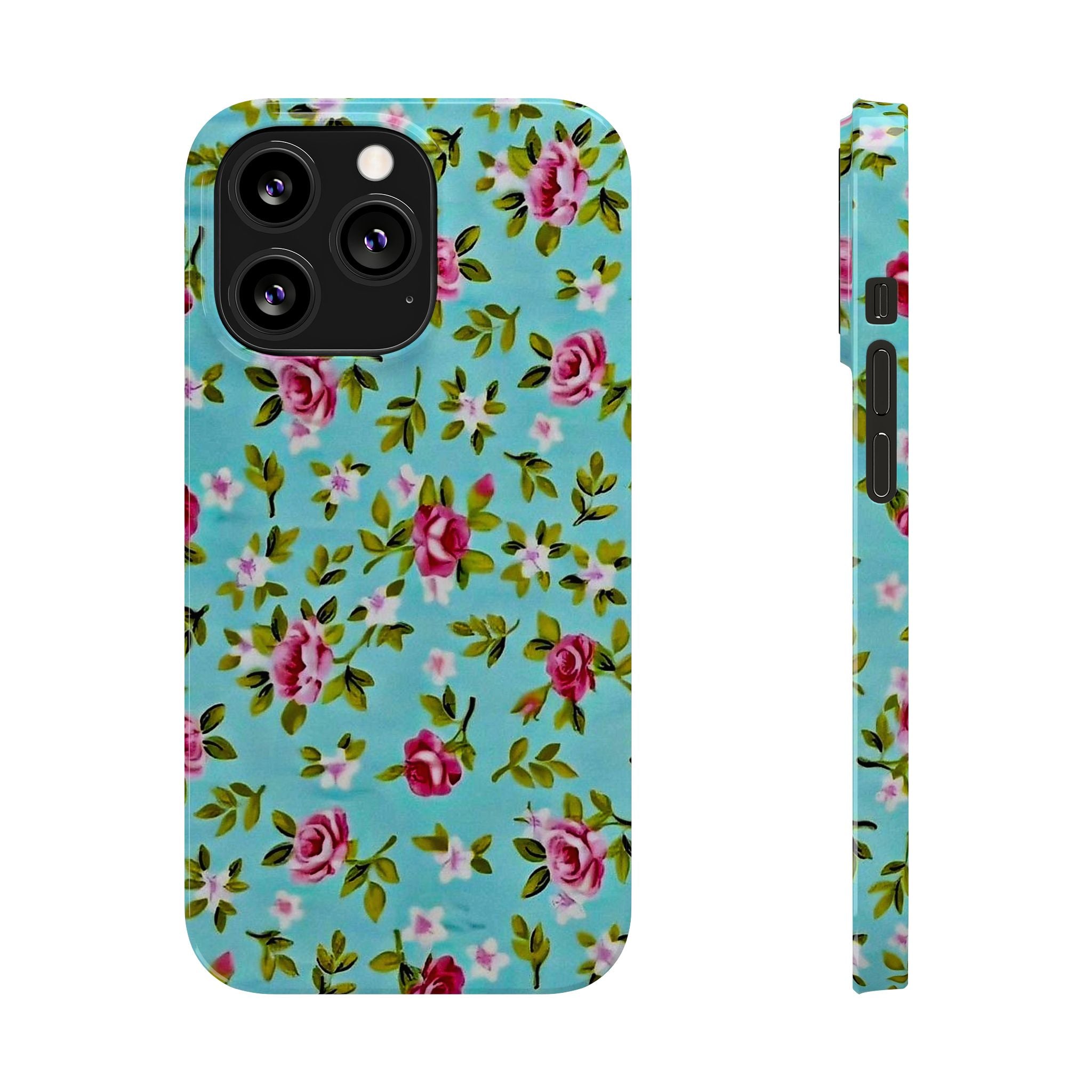 Vintage Pink Roses on Aqua Case