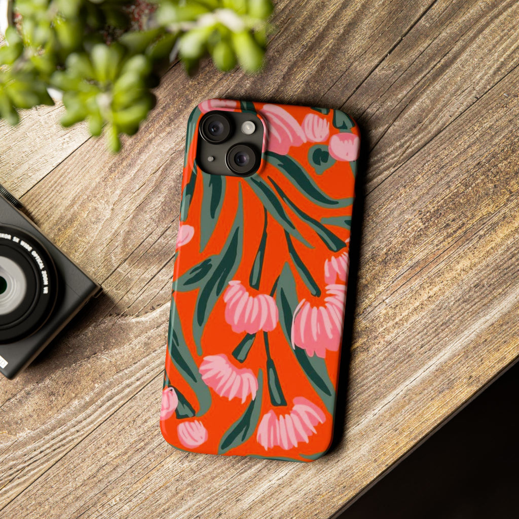Pink Petal on Orange Background