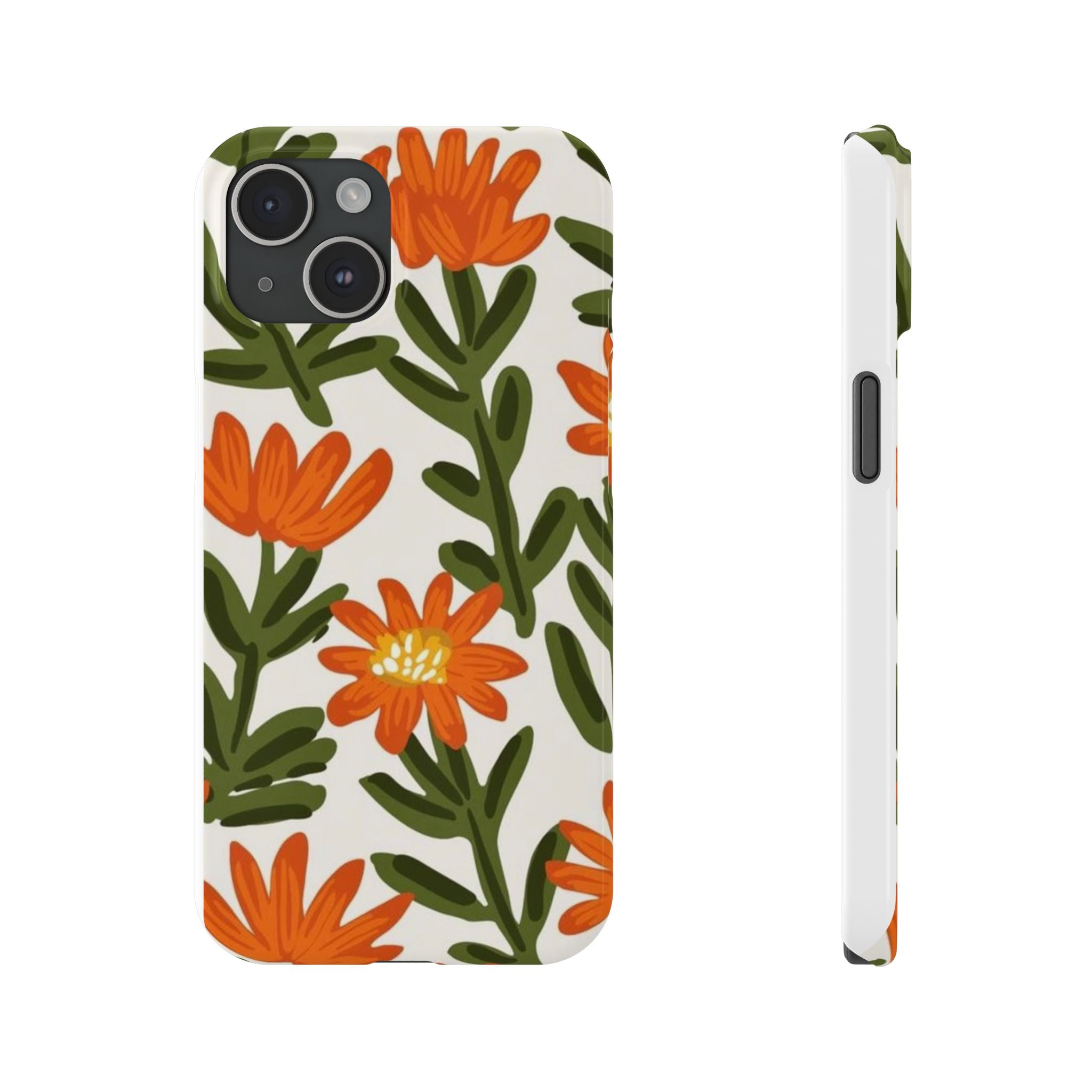 Orange Floral Botanical Pattern Case