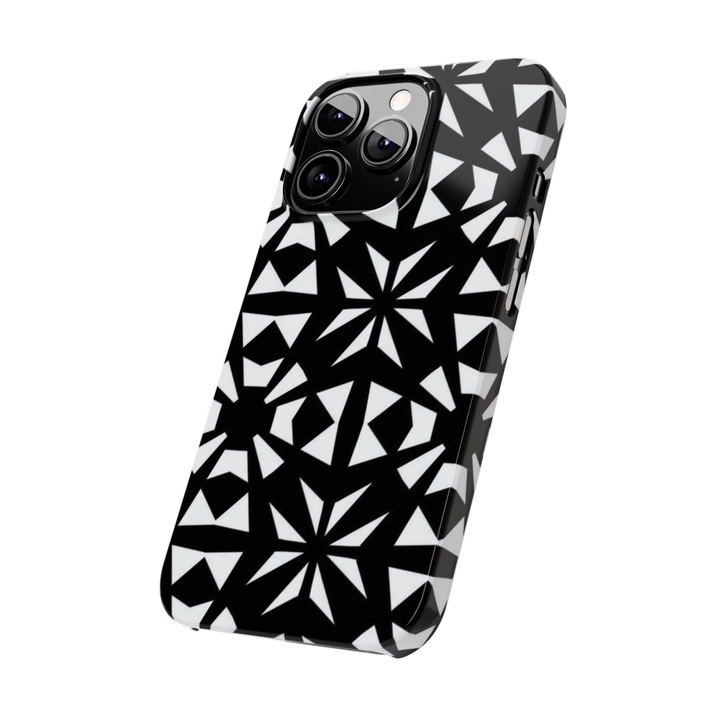 Black & White Geometric Case — Kaleidoscope Star Pattern
