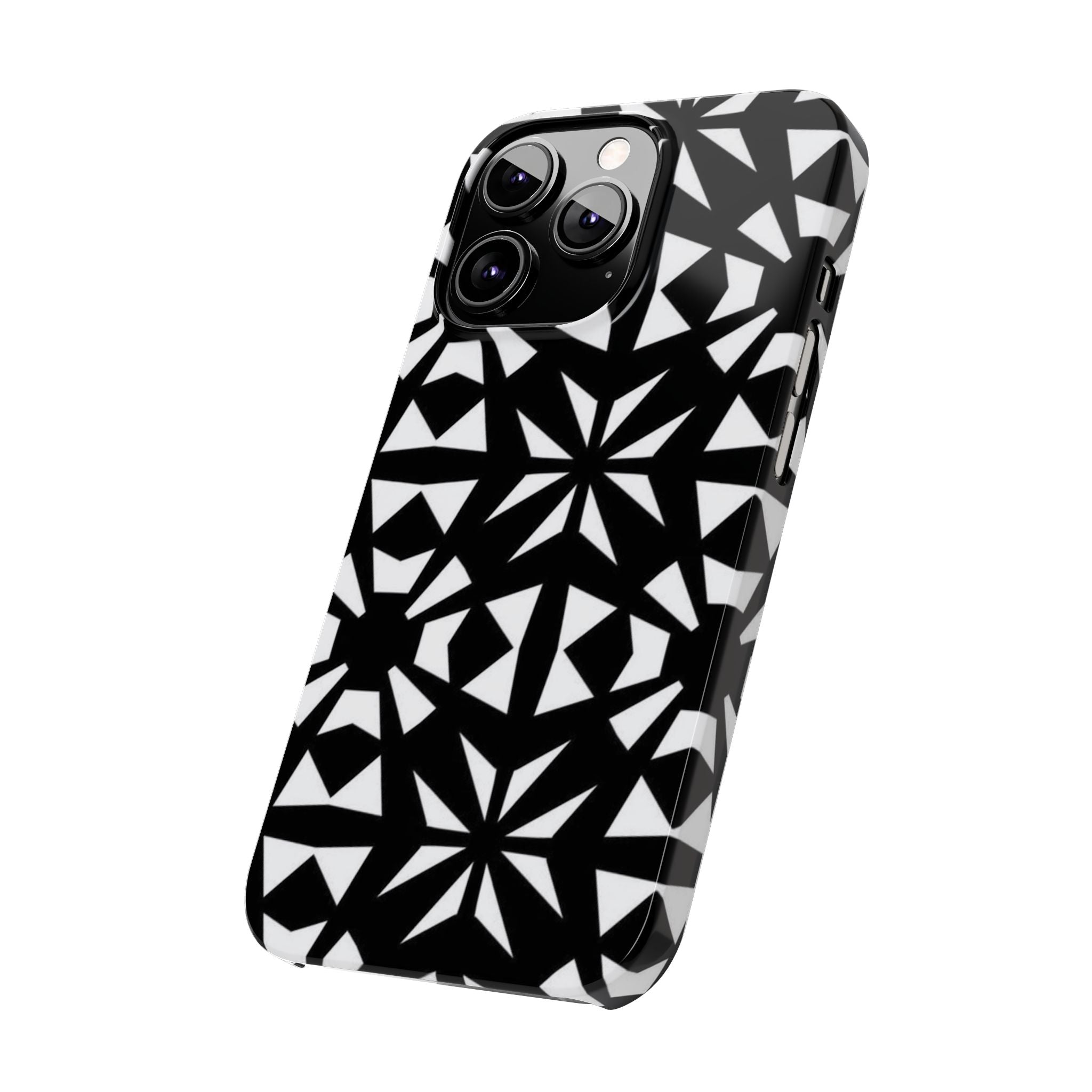 Black & White Geometric Case — Kaleidoscope Star Pattern