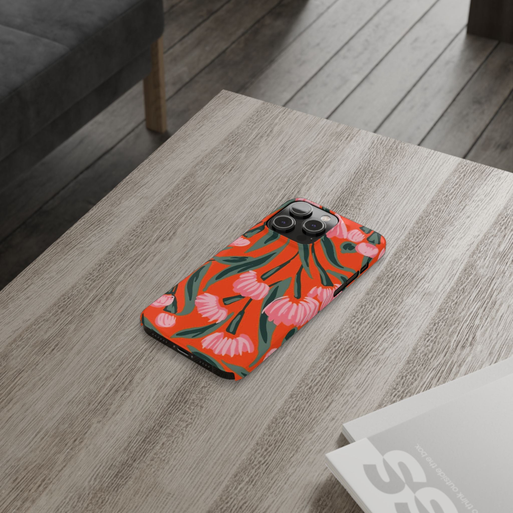 Pink Petal on Orange Background