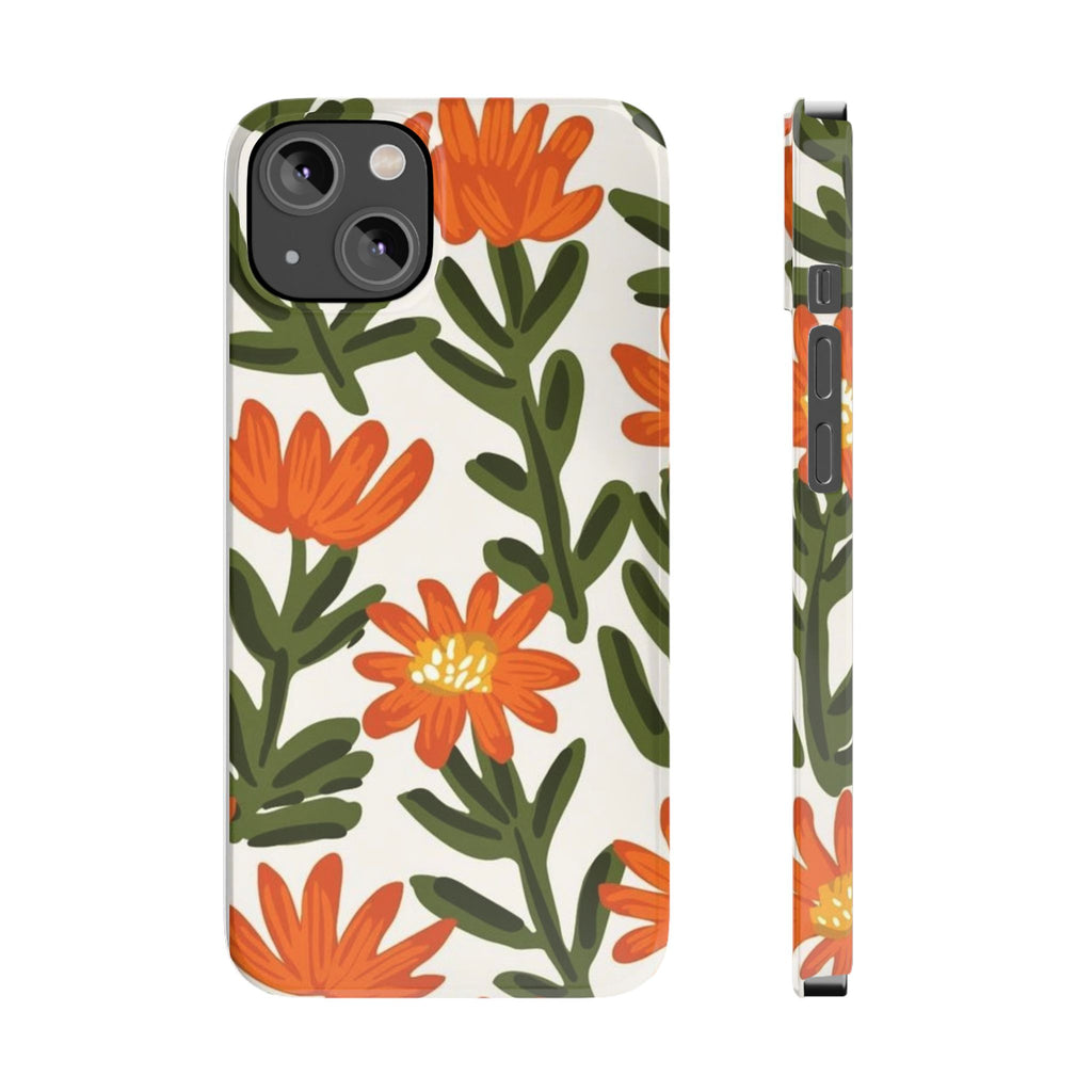 Orange Floral Botanical Pattern Case
