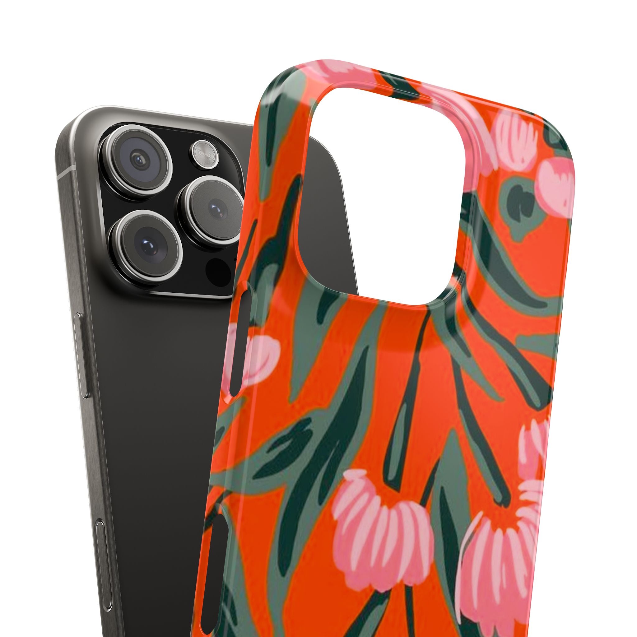 Pink Petal on Orange Background