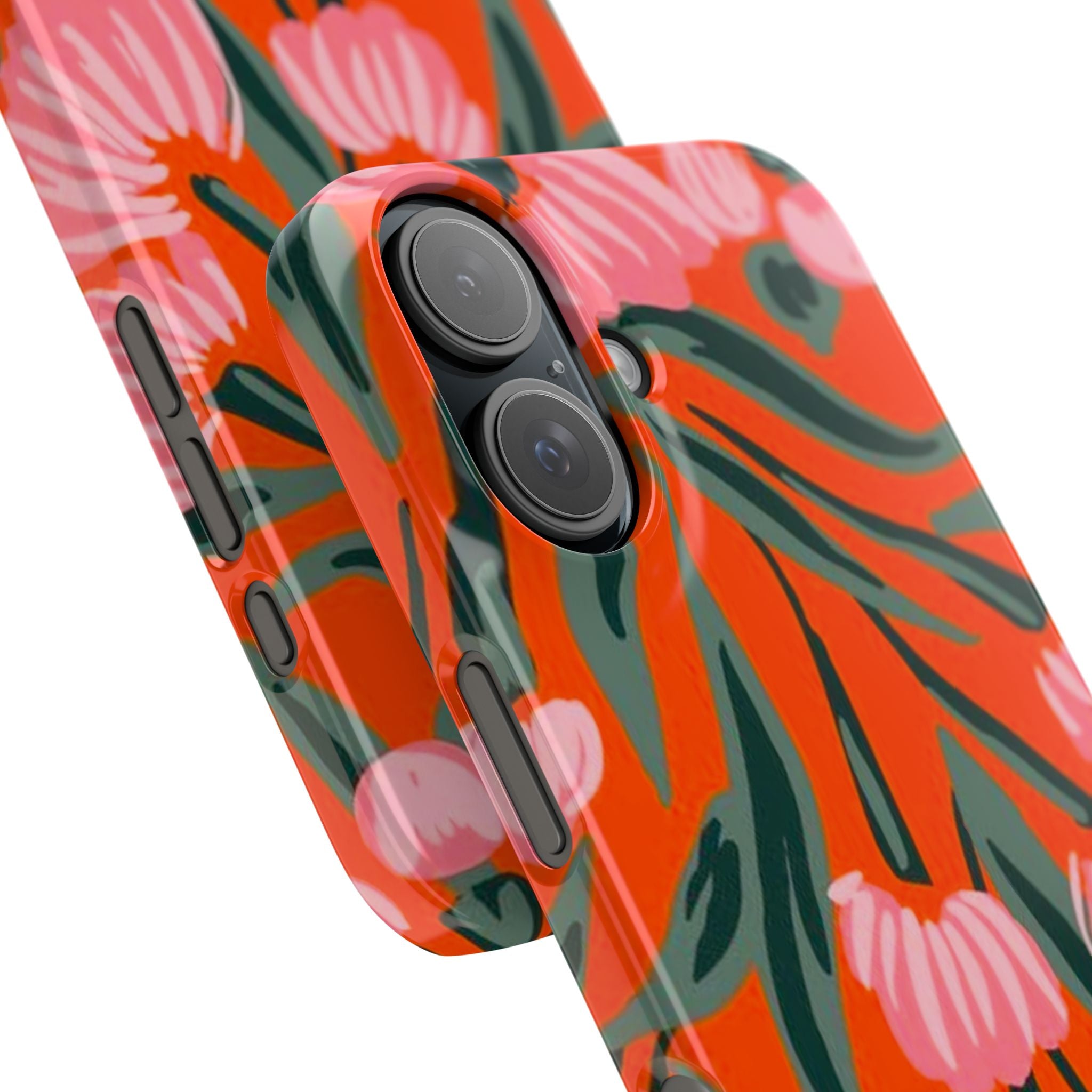 Pink Petal on Orange Background
