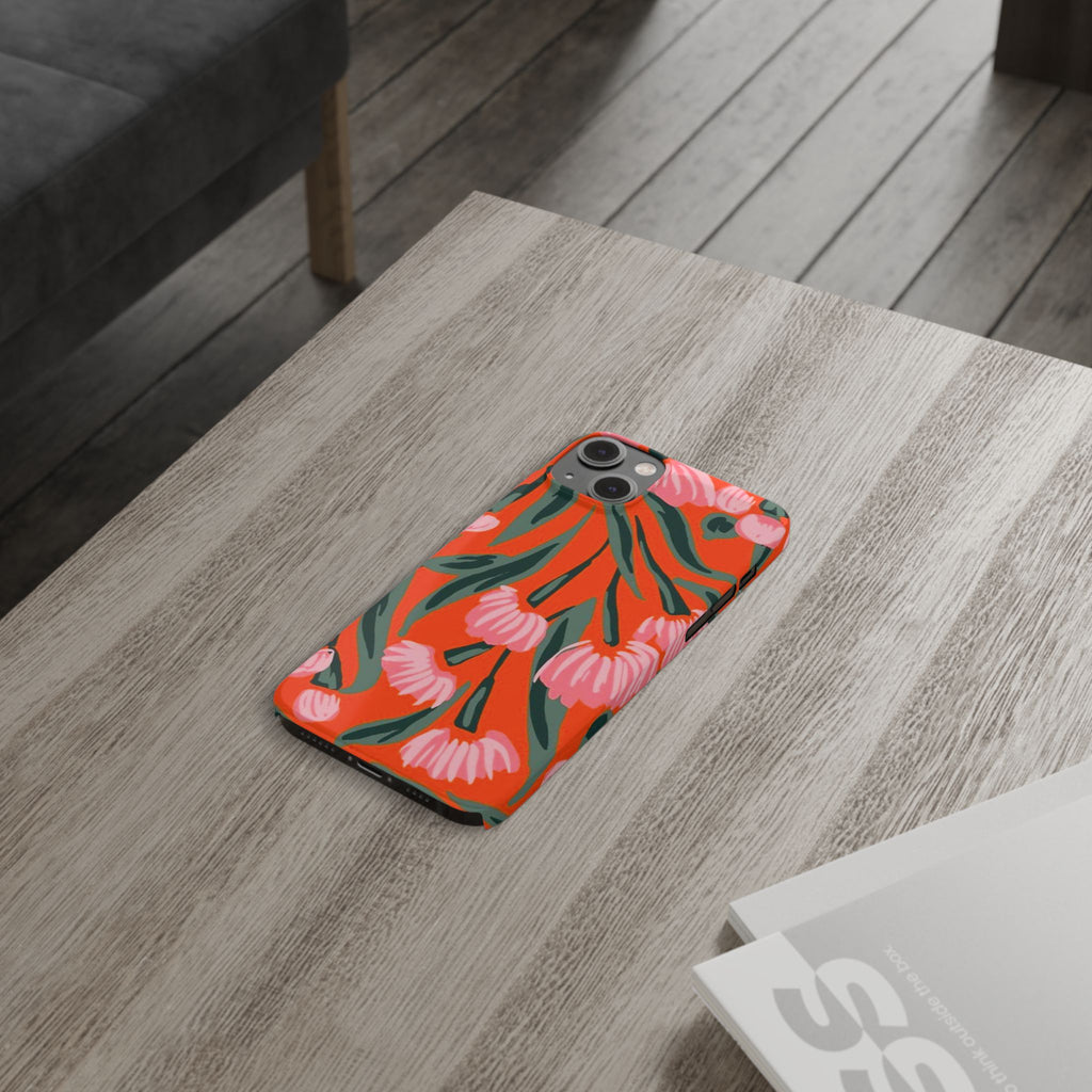 Pink Petal on Orange Background
