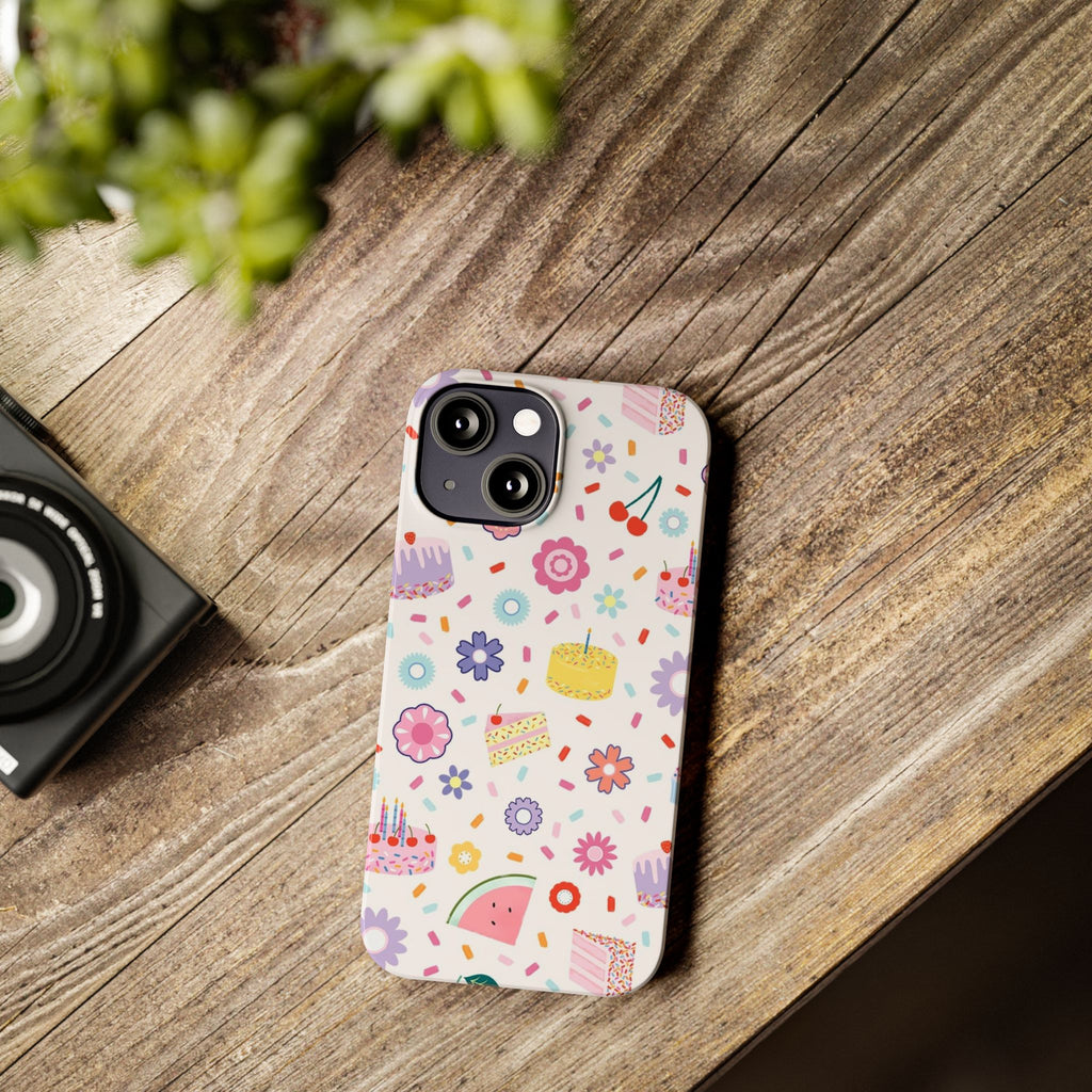Cute Pastel Birthday Cake & Flowers Pattern