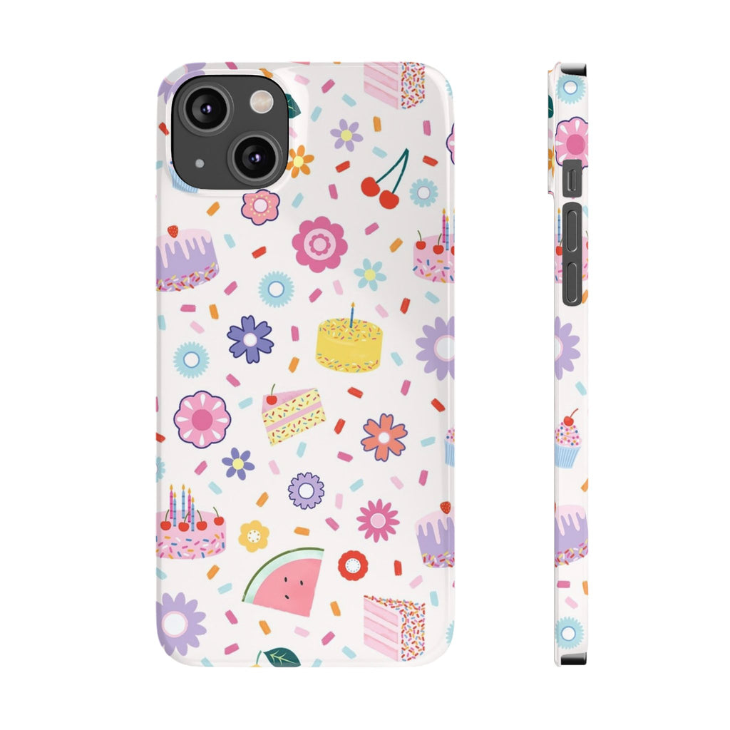 Cute Pastel Birthday Cake & Flowers Pattern
