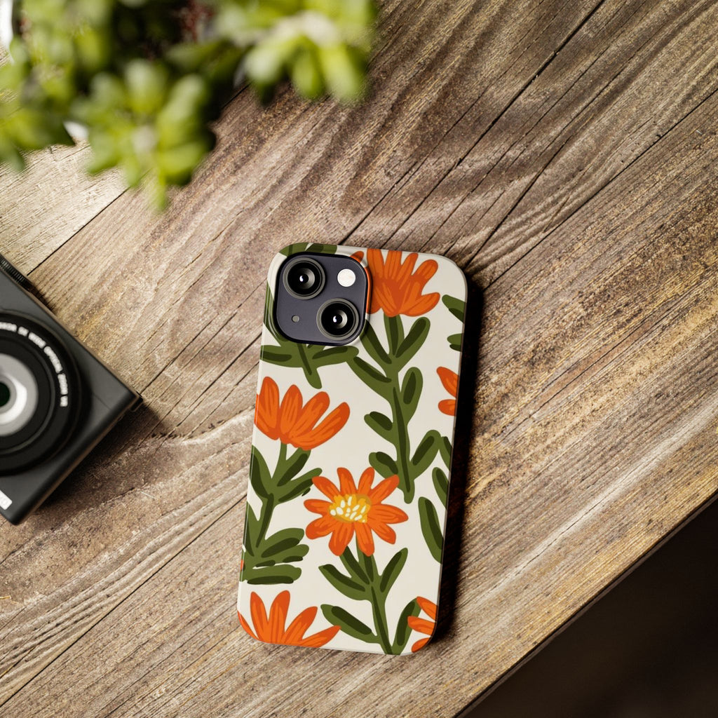 Orange Floral Botanical Pattern Case