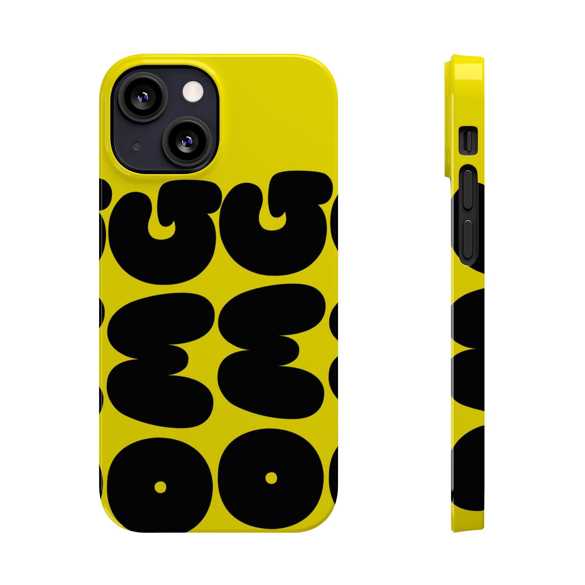Yellow Retro Bubble Pattern Slim Phone Case