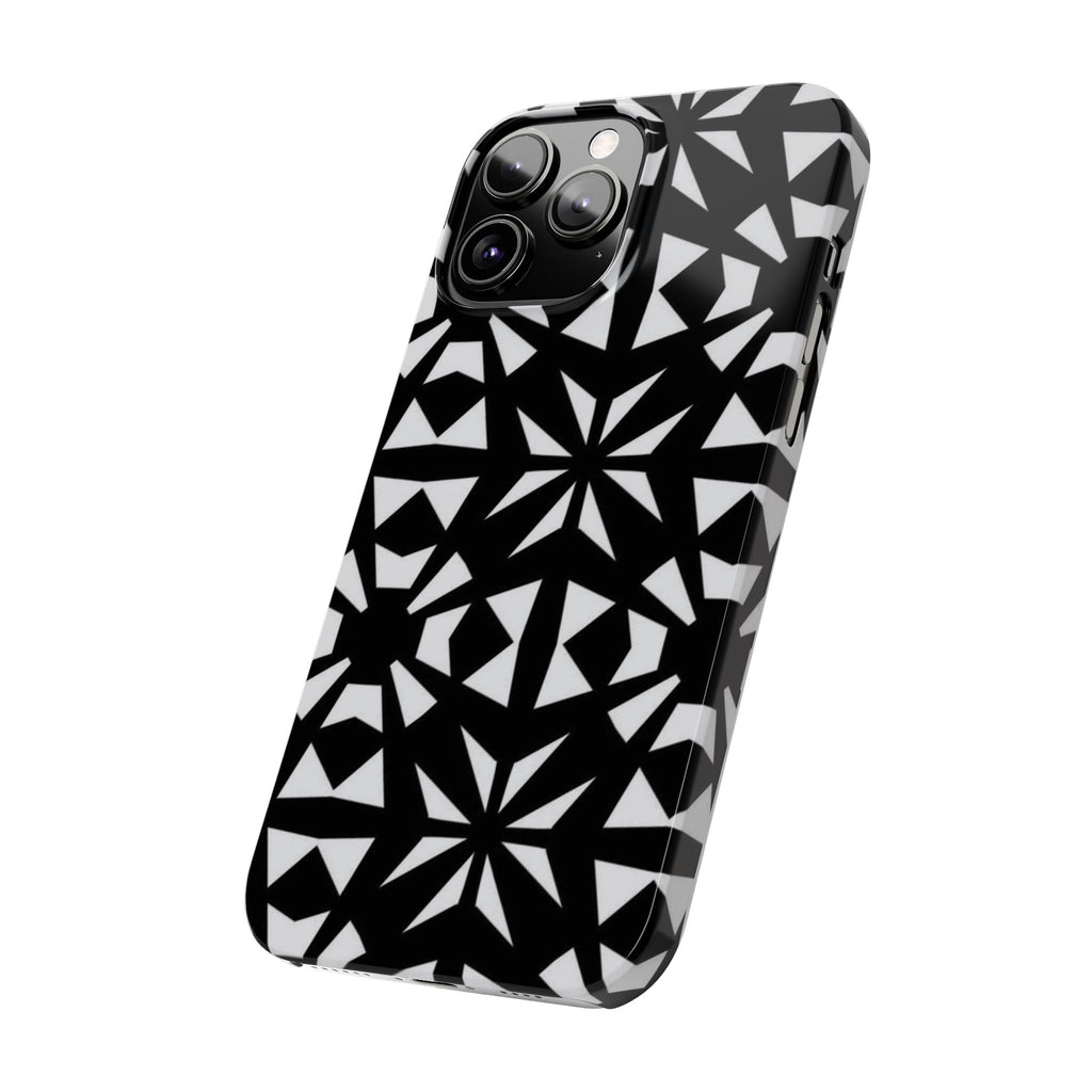 Black & White Geometric Case — Kaleidoscope Star Pattern
