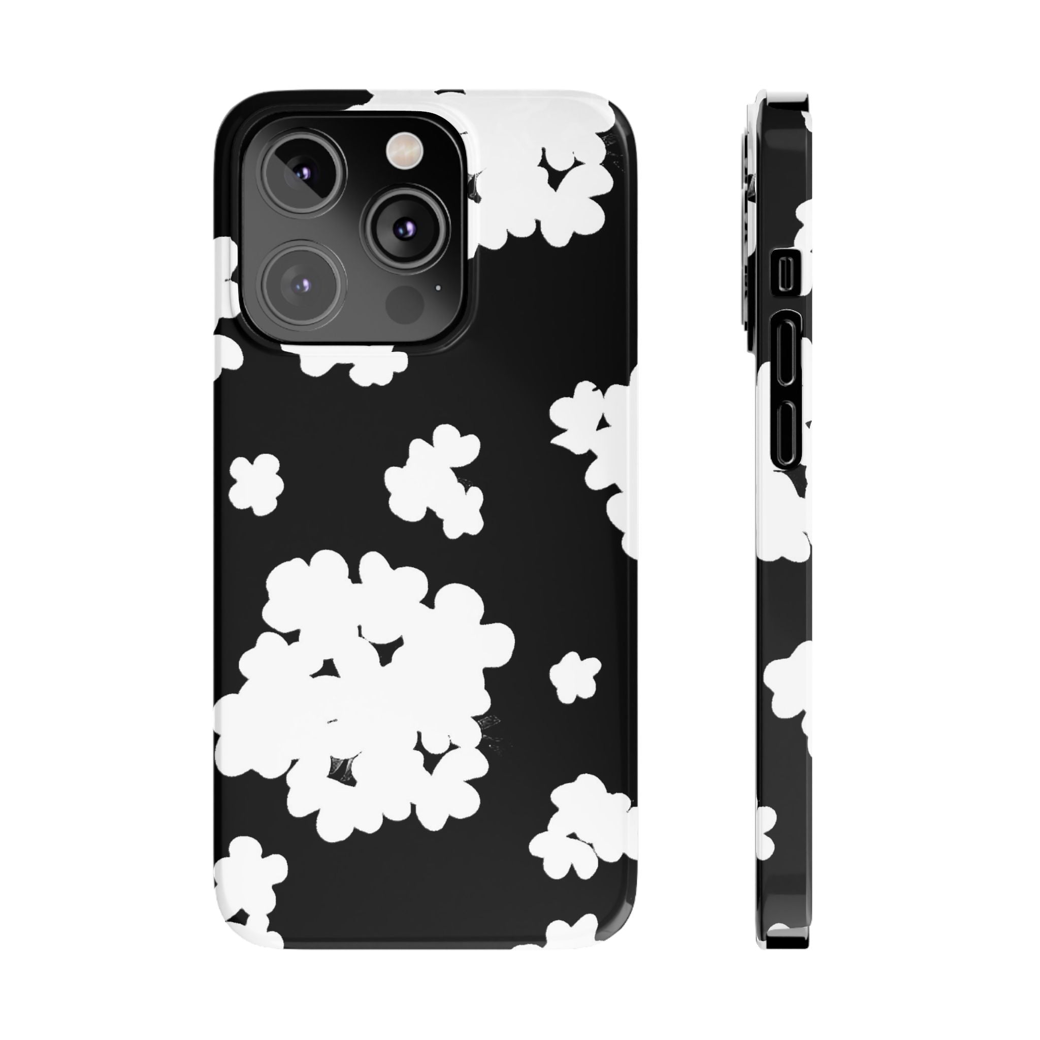 Black & White Abstract Flower Pattern Case