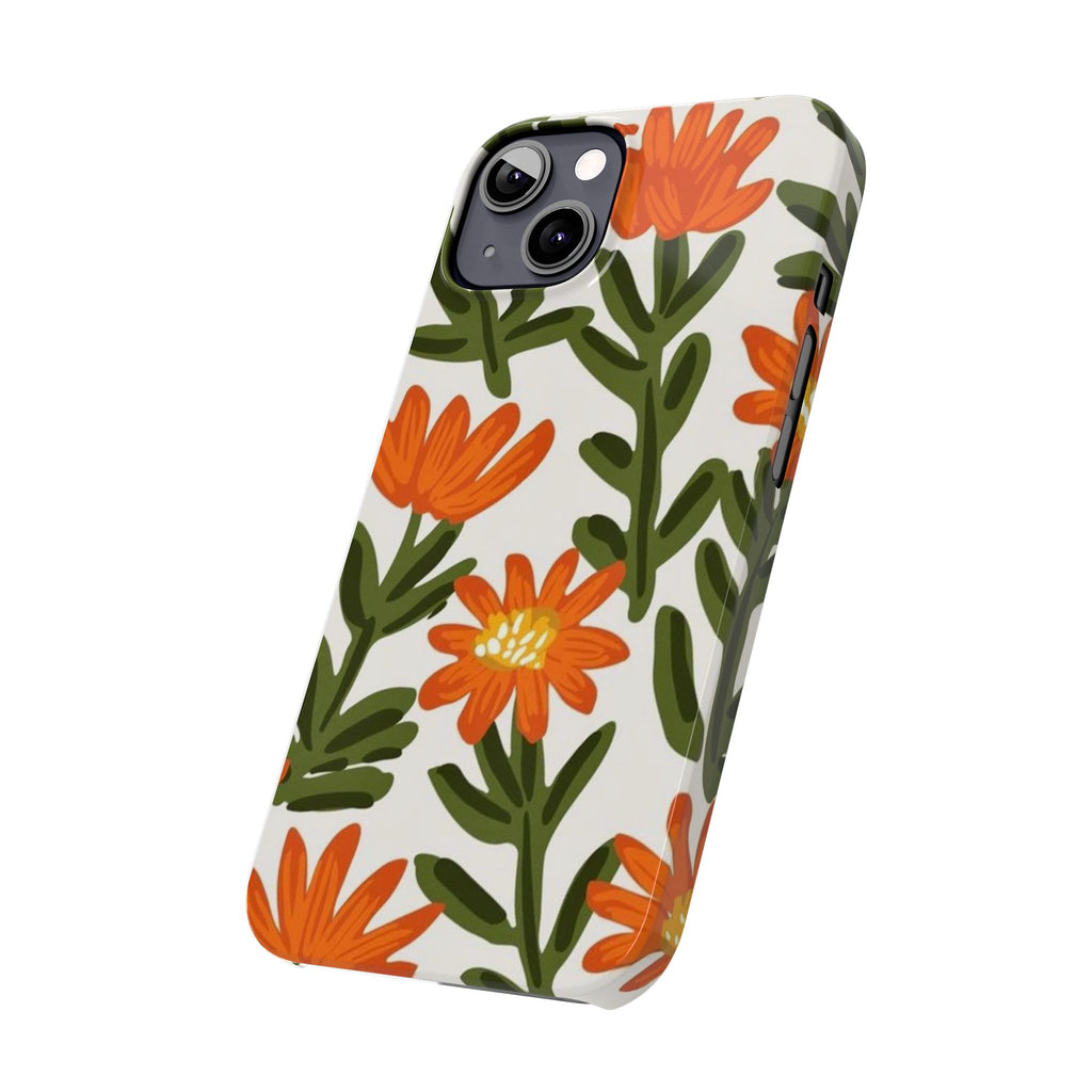 Orange Floral Botanical Pattern Case