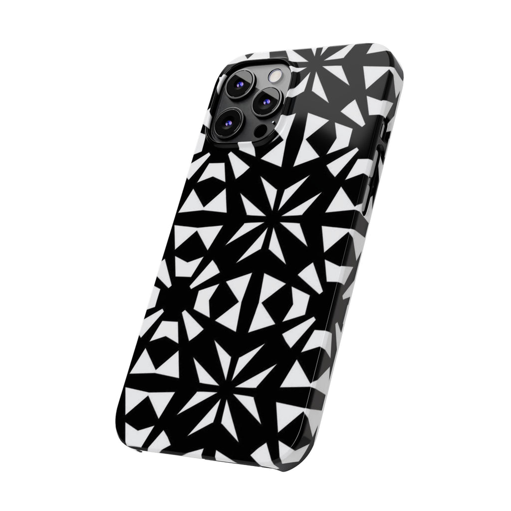 Black & White Geometric Case — Kaleidoscope Star Pattern