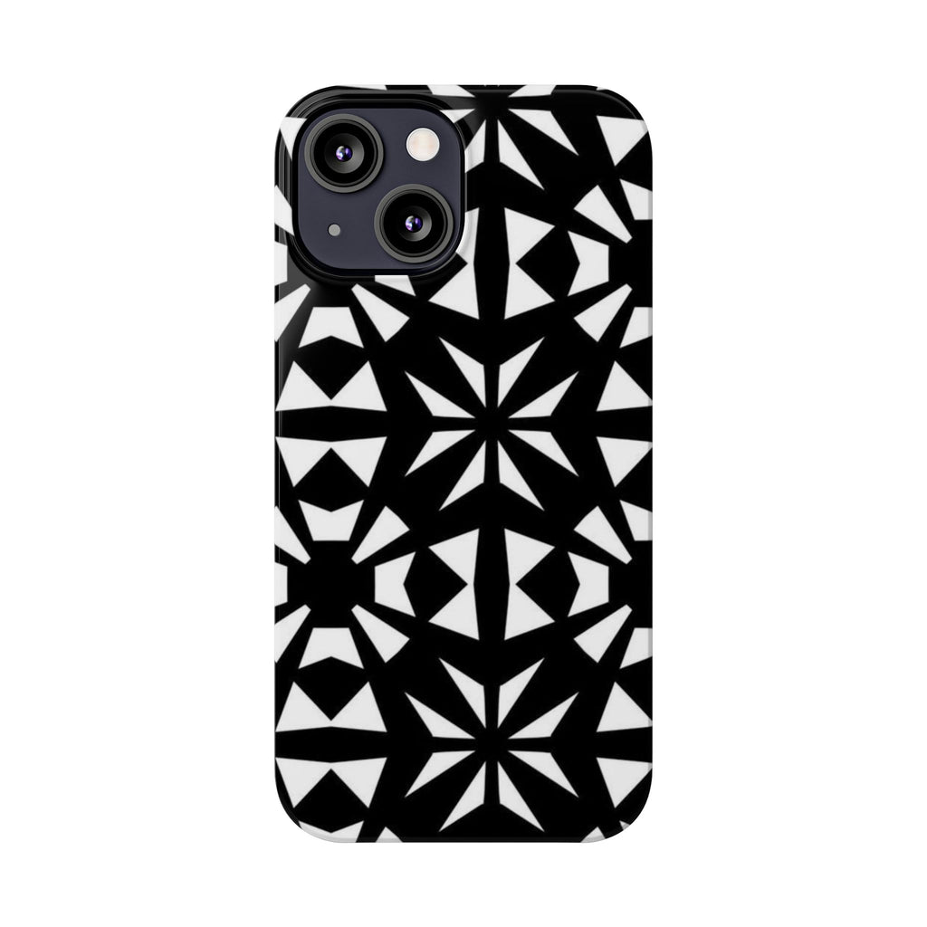 Black & White Geometric Case — Kaleidoscope Star Pattern