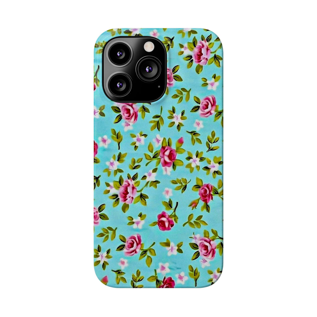 Vintage Pink Roses on Aqua Case